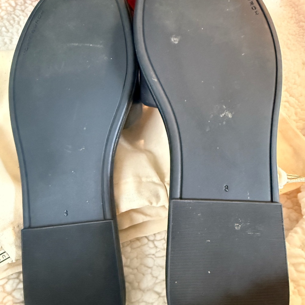 Tory Burch DOUBLE T SPORT SLIDE Navy Blue Size 8 Excellent!!! - Picture 4 of 4